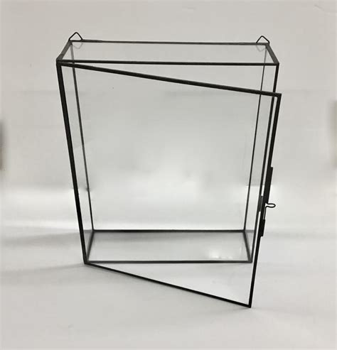 glass box with metal frame|shadow box with glass front.